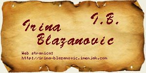 Irina Blažanović vizit kartica
